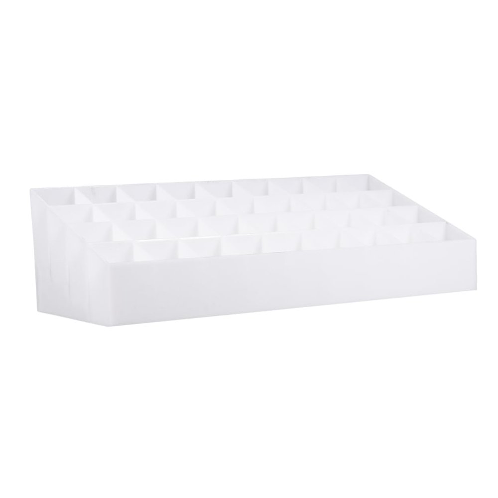 ABOOFAN Slots Lipstick Storage Box White Makeup Organizer Cosmetic Holder Desktop Vanity Stand for Home and Shop Counter Organization