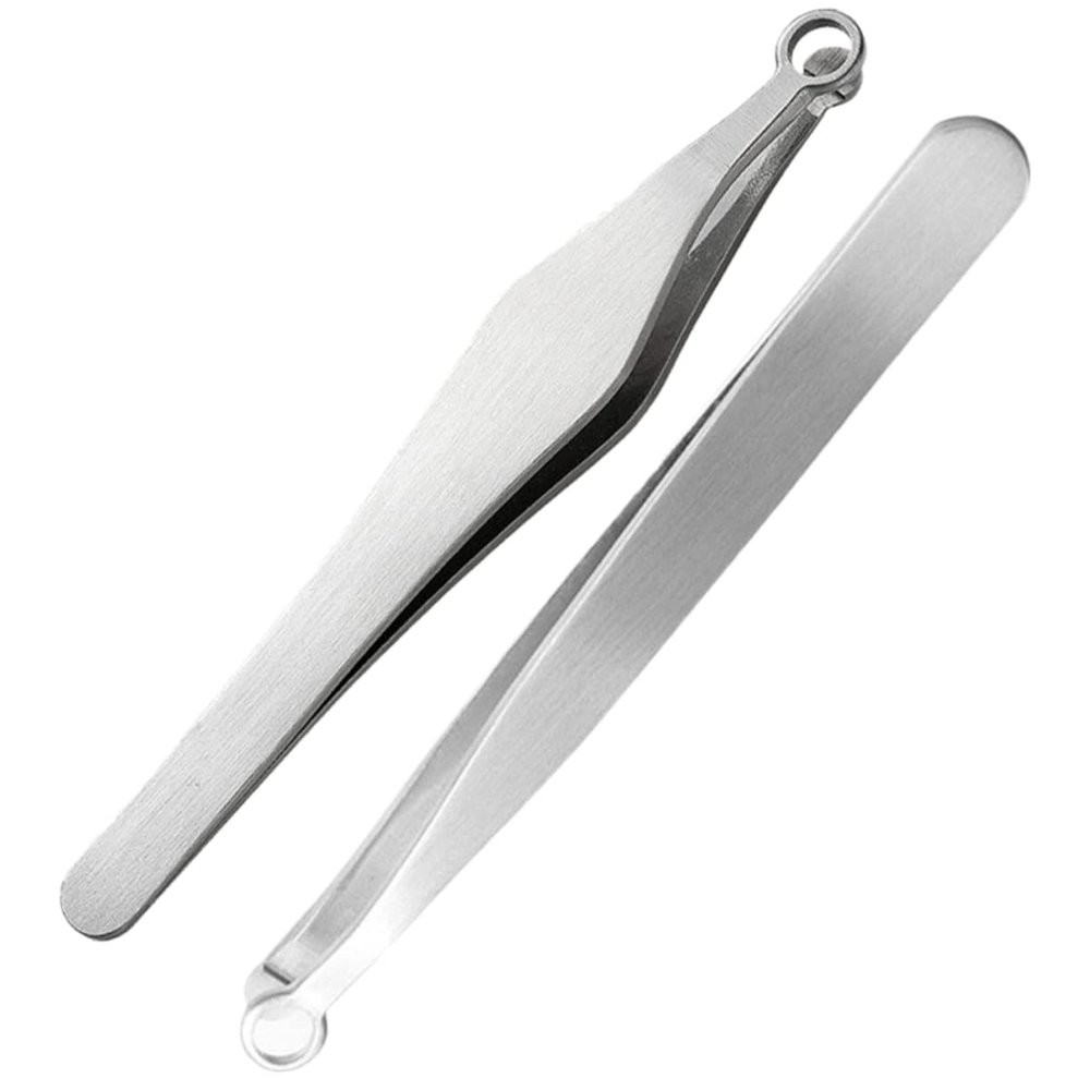 BCOATH 2Pcs Stainless Steel Nose Hair Tweezers Ergonomic Nasal Clippers Lightweight Resistant Grooming Tools for Men and Women Safe Non Piercing Design