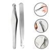 BCOATH 2Pcs Stainless Steel Nose Hair Tweezers Ergonomic Nasal Clippers Lightweight Resistant Grooming Tools for Men and Women Safe Non Piercing Design view 2