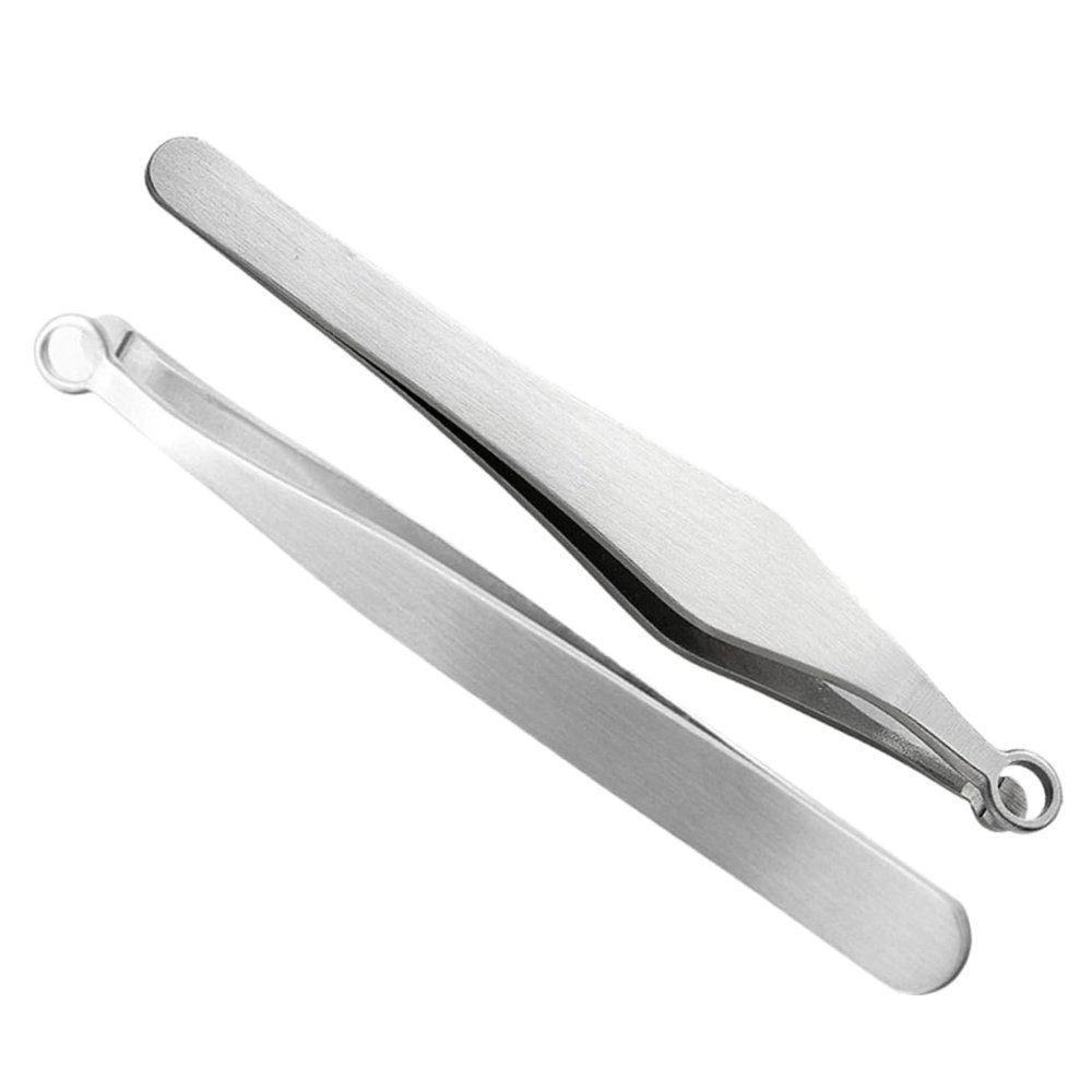 Baluue 2Pcs Stainless Steel Nose Hair Tweezers Lightweight Metal Trimmers for Men and Women Reusable Facial Hair Clippers Grooming