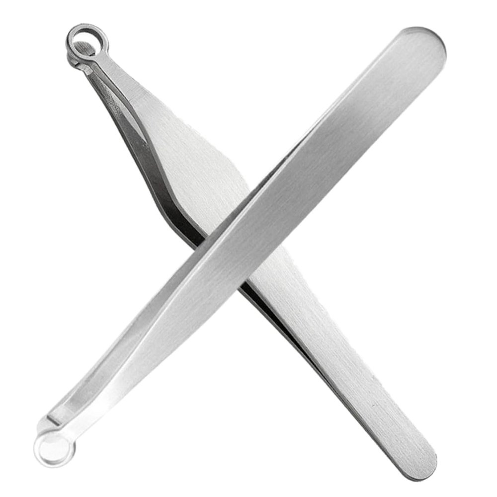 BIUDECO 2Pcs Stainless Steel Nose Hair Trimmers with Head Design Nasal Clippers for Safe Easy Hair Removal Ergonomic Manual Tweezers for Precise Nose Grooming