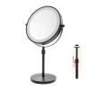10X Lighted Makeup Mirror, 360 Rotation and Liftable, 3 LED Light Setting, Rechargeable Double Sidede Magnifying Vanity Mirror, Adjustable Brightness Cosmetic Light up Mirror, Silver (Black, 8inch) view 1