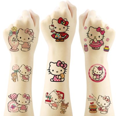 20pcs Hellokitty Kawaii Temporary Tattoos for Teen, Sanrio Birthday Party Favors, Cute Cartoon Decoration Sticker Gifts for Adult Home Activity Class Prizes Carnival Christmas Rewards