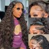 30 Inch Deep Wave Lace Front Wigs Human Hair,13x4 HD Lace Front Wet And Wavy Glueless Deep Wave BussDown Curly Human Hair Frontal Wigs for Women Pre Plucked 180 Density, Small Knots, Tangle Free view 1