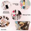 SDTYKHJ Travel Makeup Bag Large Capacity Cosmetic Bags for Women,Waterproof Portable Shaving Bag Small Toiletry Bag Brown Chihuahua Angel Wings Leather Cosmetic Organizer Bags for Traveling view 3