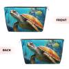 SDTYKHJ Travel Makeup Bag Large Capacity Cosmetic Bags for Women,Waterproof Portable Shaving Bag Small Toiletry Bag Dolphins Sea Turtle Coral Reef Leather Cosmetic Organizer Bags for Traveling view 2