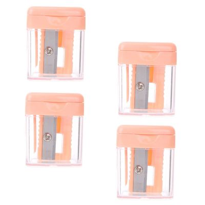 Wakauto 4Pcs Dual Cosmetic Pencil Sharpener with Lid Makeup Tool for Eyebrow Eyeliner Lipstick Pencils Chipping Design for Precise Sharpening Random Color