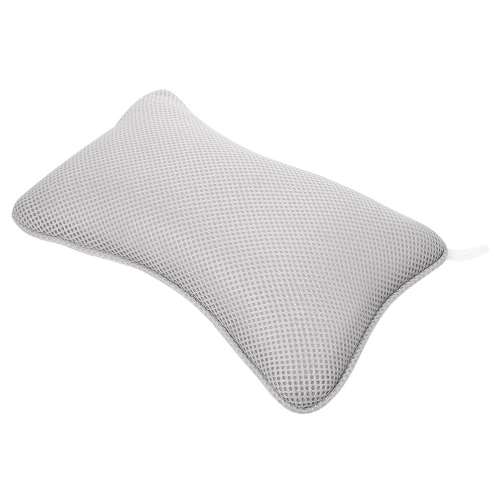 Baluue Non Slip Bathtub Pillow with Suction Cups Neck and Shoulder Support Cushion Comfortable Headrest for Standard Oval and Tubs Grey Spa Bath Accessory
