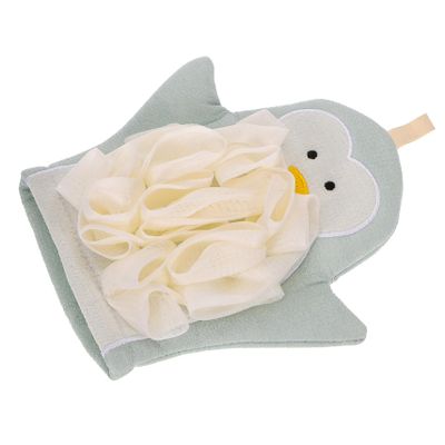 BESTYASH Cute Penguin Double Sided Bath Scrubbing Glove for Adults and Thickened Exfoliating Mitt for Shower and Bath Gentle Skin Cleansing and Dead Skin Removal Tool
