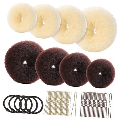 Baluue Donut Hair Bun Maker with Soft Sponge Donuts U Shaped Hair Pins for Women and Easy and Damage Styling Tool for Quick Chic Updos