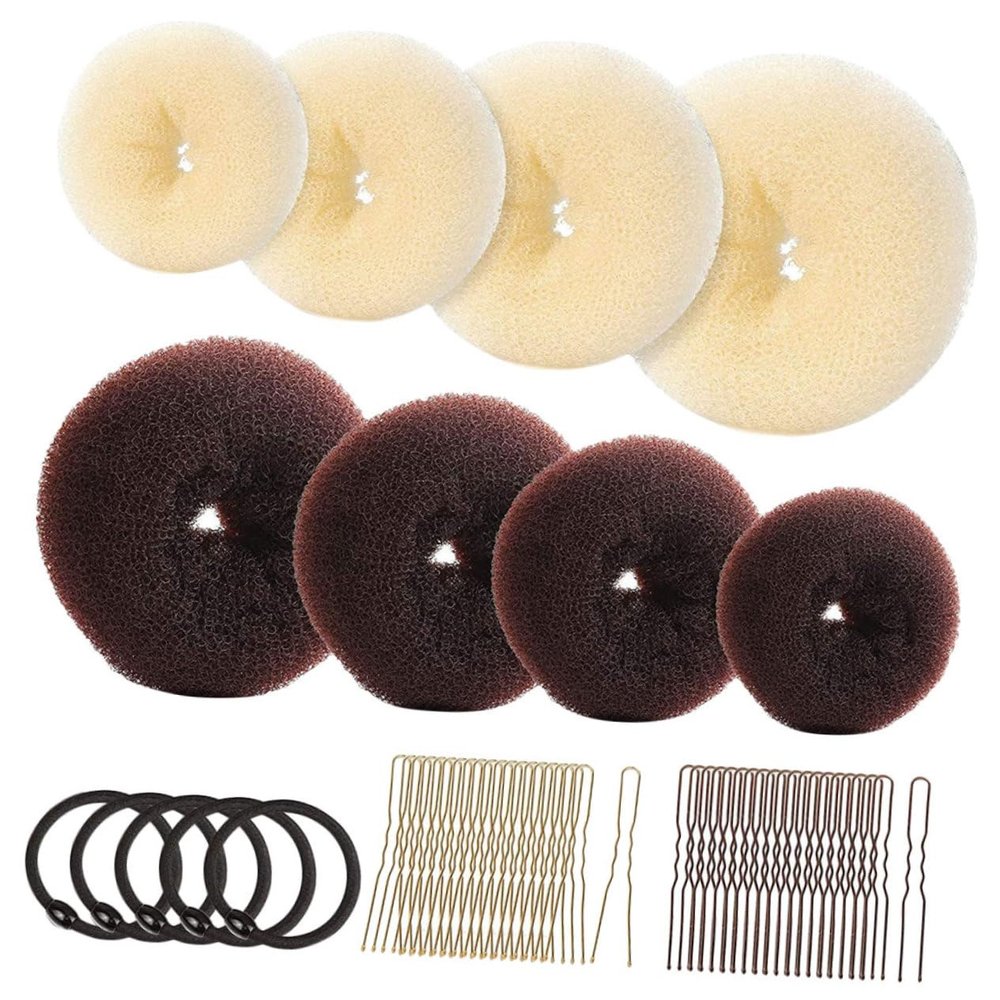 Baluue Donut Hair Bun Maker with Soft Sponge Donuts U Shaped Hair Pins for Women and Easy and Damage Styling Tool for Quick Chic Updos