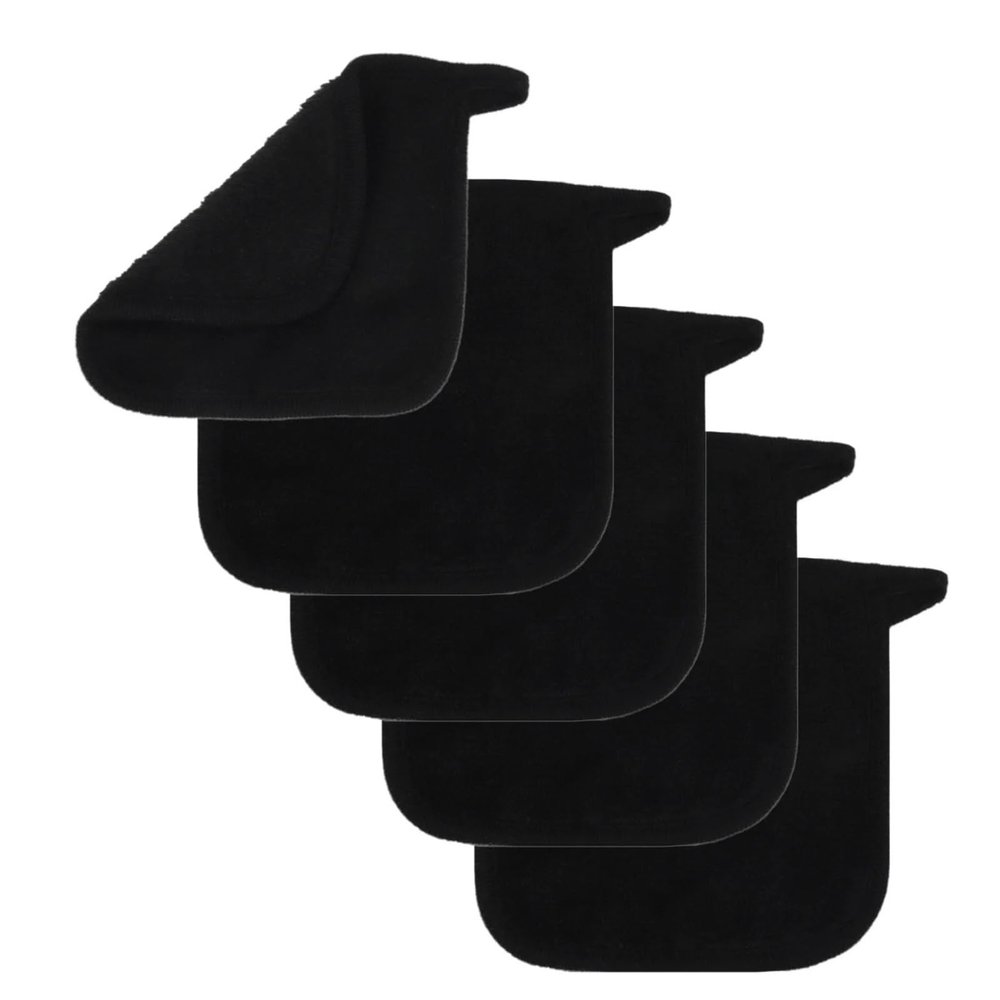 5/10Pcs Microfiber Face Cloths Reusable Makeup Remover Cloth Makeup Towels Face Deep Cleaning Pads Skincare Beauty Tools(Black,5pcs)