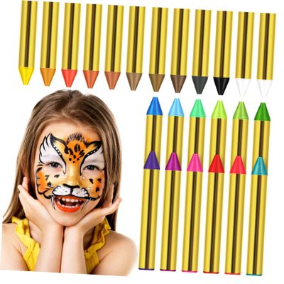 SKISUNO 1 Box Colors Face Paint Crayons Non Toxic Body Paint for Adults Easy Removal Face Painting Stencils Portable Cosplay Halloween Makeup Kit with Ergonomic Design
