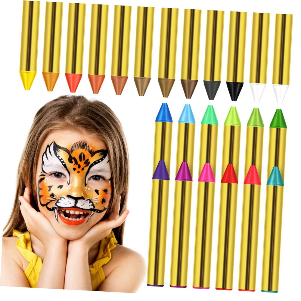 SKISUNO 1 Box Colors Face Paint Crayons Non Toxic Body Paint for Adults Easy Removal Face Painting Stencils Portable Cosplay Halloween Makeup Kit with Ergonomic Design