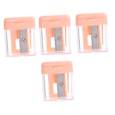 Beaupretty 4Pcs Cosmetic Pencil Sharpener with Protective Lid Chipping Eyeliner and Eyebrow Pencil Tool for Lip Liner and Makeup Crayons Portable Lightweight Sharpener for Travel Random Color
