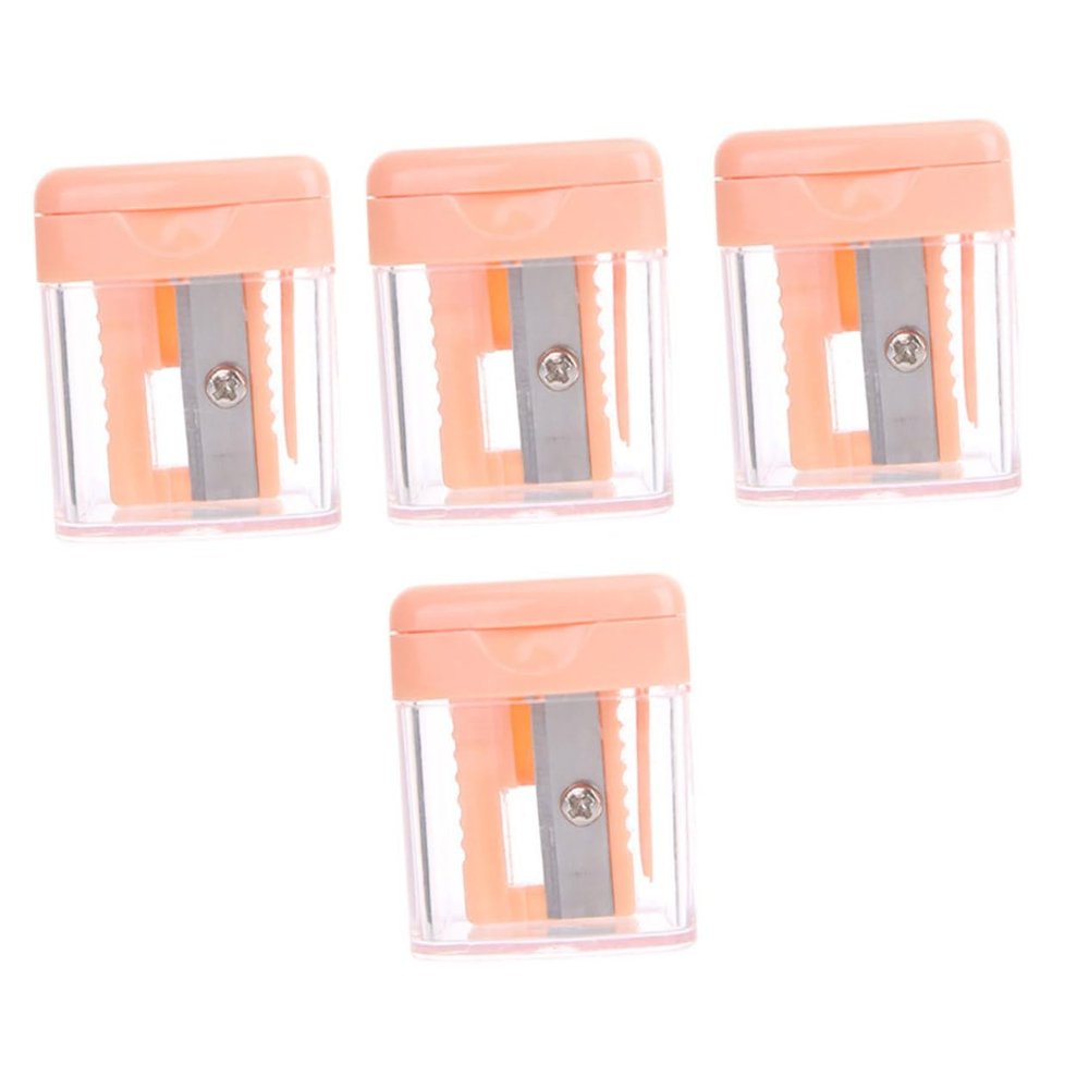 Beaupretty 4Pcs Cosmetic Pencil Sharpener with Protective Lid Chipping Eyeliner and Eyebrow Pencil Tool for Lip Liner and Makeup Crayons Portable Lightweight Sharpener for Travel Random Color