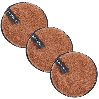 1/3pcs Reusable Discs Makeup Remover Wipe Cotton Pads Microfiber Makeup Face Towel Cloth Washable Sponge Skin Care Cleaning(3pcs Brown)