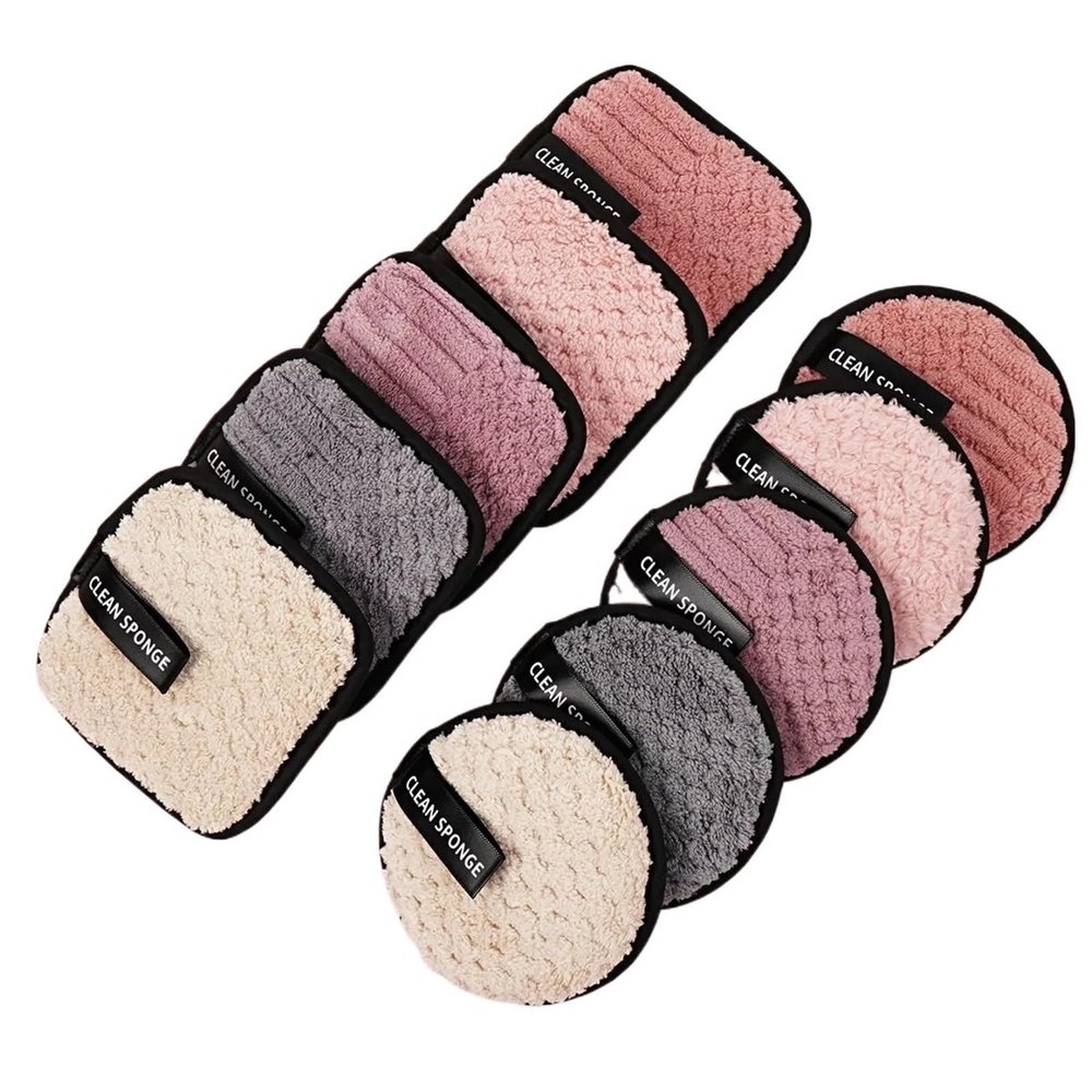 10pcs Makeup Remover Microfiber Cotton Pad Cosmetics Washable Makeup Towel Cleaning Sponge Skin Care Tool
