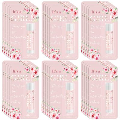 30 Pack It's a Girl Gifts Lip Balms Rose Girl Party Favors Bulk for Guests Gender Reveal Games Winners Prizes Birthday Souvenirs Gift Bags Stuffers Lip Sticks for Chapped Lips