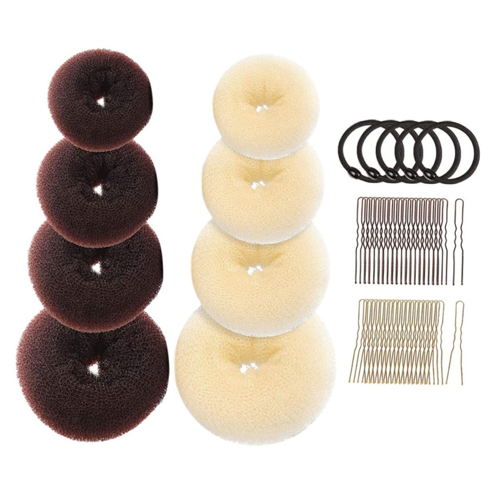Beaupretty Donut Hair Bun Maker with Soft Sponge Holders U Shaped Pins and Elastic Hair Ties for Women for Quick Messy and Formal Updos