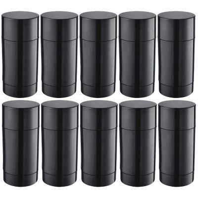 10-Pack Black Deodorant Stick Tubes, Empty Twist-Up Containers With Caps, 2.65 Oz Oval Push-Up Bottles, Ideal For Diy Cosmetics And Homemade Deodorants