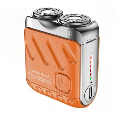 Double Ring Magnetic Suction Blade|Portable Rotary Electric Shaver|Double-Head Magnetic Suction Razor | Wet & Dry Use, Low-Noise Mini Razor for Men & Women, Travel-Friendly Grooming Tool (Orange)
