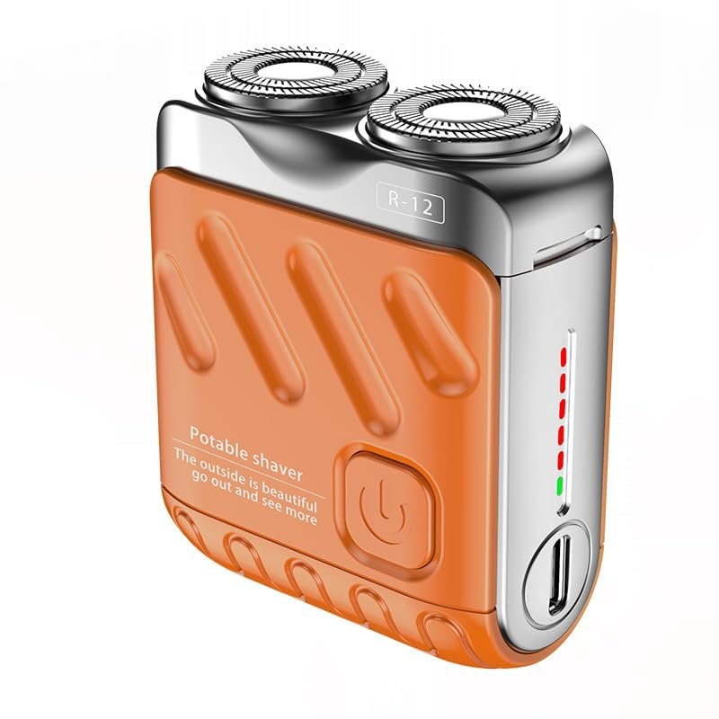 Double Ring Magnetic Suction Blade|Portable Rotary Electric Shaver|Double-Head Magnetic Suction Razor | Wet & Dry Use, Low-Noise Mini Razor for Men & Women, Travel-Friendly Grooming Tool (Orange)