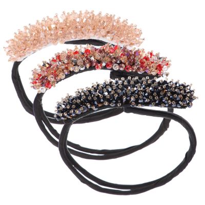 Beaupretty 3Pcs Hair Styling Bun Maker for Women and Decorative Hair Curlers with Elastic Bands Easy Half Bun Shaper for Daily Hairstyles and Special Occasions Random Color