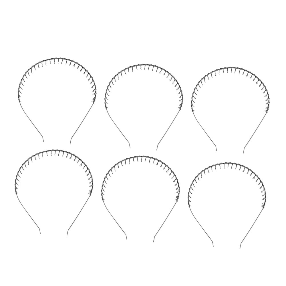FOMIYES 6pcs Unisex Metal Wavy Hair Bands with Teeth Comb Design Lightweight Headbands for Men Women Boys Hair Styling Accessories