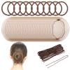 Bun Maker and Hair Nets Set, Invisible Hair Nets 30PCS with U Shaped Bobby Pins 40PCS & 10pcs Elastic Hairs Bands Brown Invisible Hairs Bun Net Set for Ballet Buns, Sleeping, Women and Wig view 1