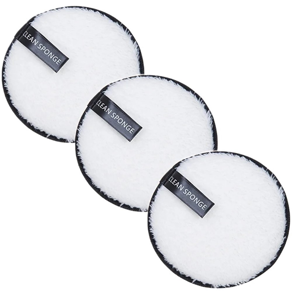 1/3pcs Reusable Discs Makeup Remover Wipe Cotton Pads Microfiber Makeup Face Towel Cloth Washable Sponge Skin Care Cleaning(3pcs White)