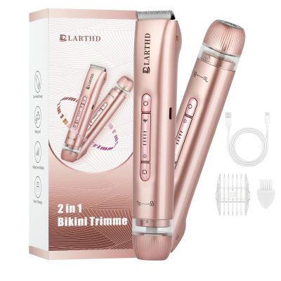 LARTHD 2 in 1 Women Electric Shaver Dual Head Bikini Trimmer for Women IPX7 Waterproof Wet & Dry Use Body Hair Trimmer and Facial Hair Remover for Bikini Underarm Leg Arm Body Face