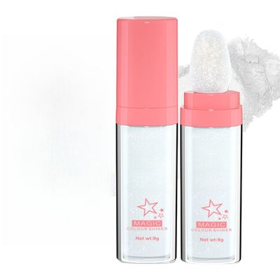 3Color Glitter Powder Highlighter Makeup, Body Brightens the Natural Three-Dimensional Face Blusher Fairy Highlight Patting Powder (01White)
