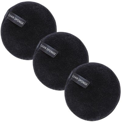1/3pcs Reusable Discs Makeup Remover Wipe Cotton Pads Microfiber Makeup Face Towel Cloth Washable Sponge Skin Care Cleaning(3pcs Black)