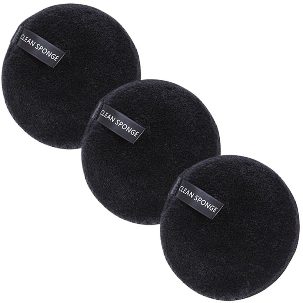 1/3pcs Reusable Discs Makeup Remover Wipe Cotton Pads Microfiber Makeup Face Towel Cloth Washable Sponge Skin Care Cleaning(3pcs Black)