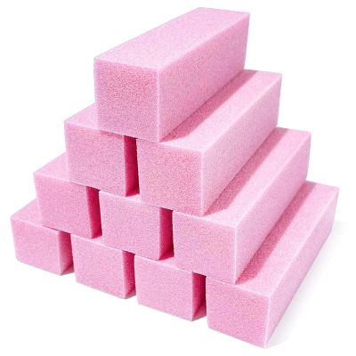 10 Pcs Nail Buffer Block, Professional 120 Grit Nail Sanding Blocks for Natural Acrylic Nails, Nail Buffer Blacks Manicure Pedicure Tools for Gel Nails Salon Home Use (Pink)