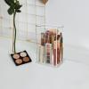 Acrylic Makeup Brush Holder with Cover, See-Through Vanity Organizer for Cosmetics, Featuring Various Compartments for Brushes and Lipsticks view 3