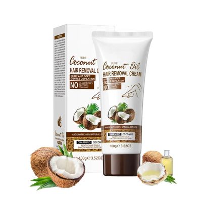 Coconut Hair Removal Cream, Facial Hair Removal Cream, Painless Hairs Eliminator for Legs,Arms, Bikini & Body,No Stubble,No Irritation, Fast-Acting Formula with Moisturizing for All Skin Types 3.53 oz