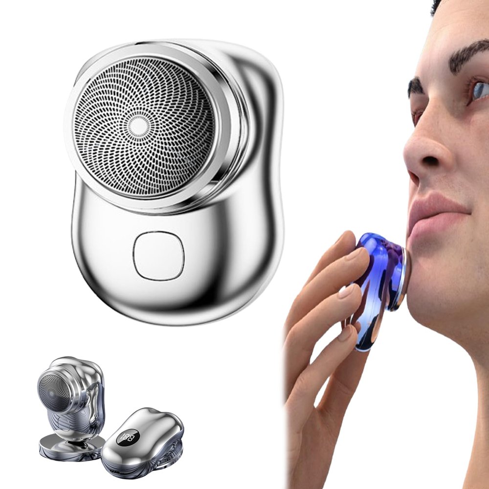 Letoseo Shaver, Letoseo Mini Razor, 2025 New Upgrade Pocket Shaver USB Mini Shavers, Waterproof Travel Electric Razor, with LED Display, for Travel Office Business Trip (Silver)