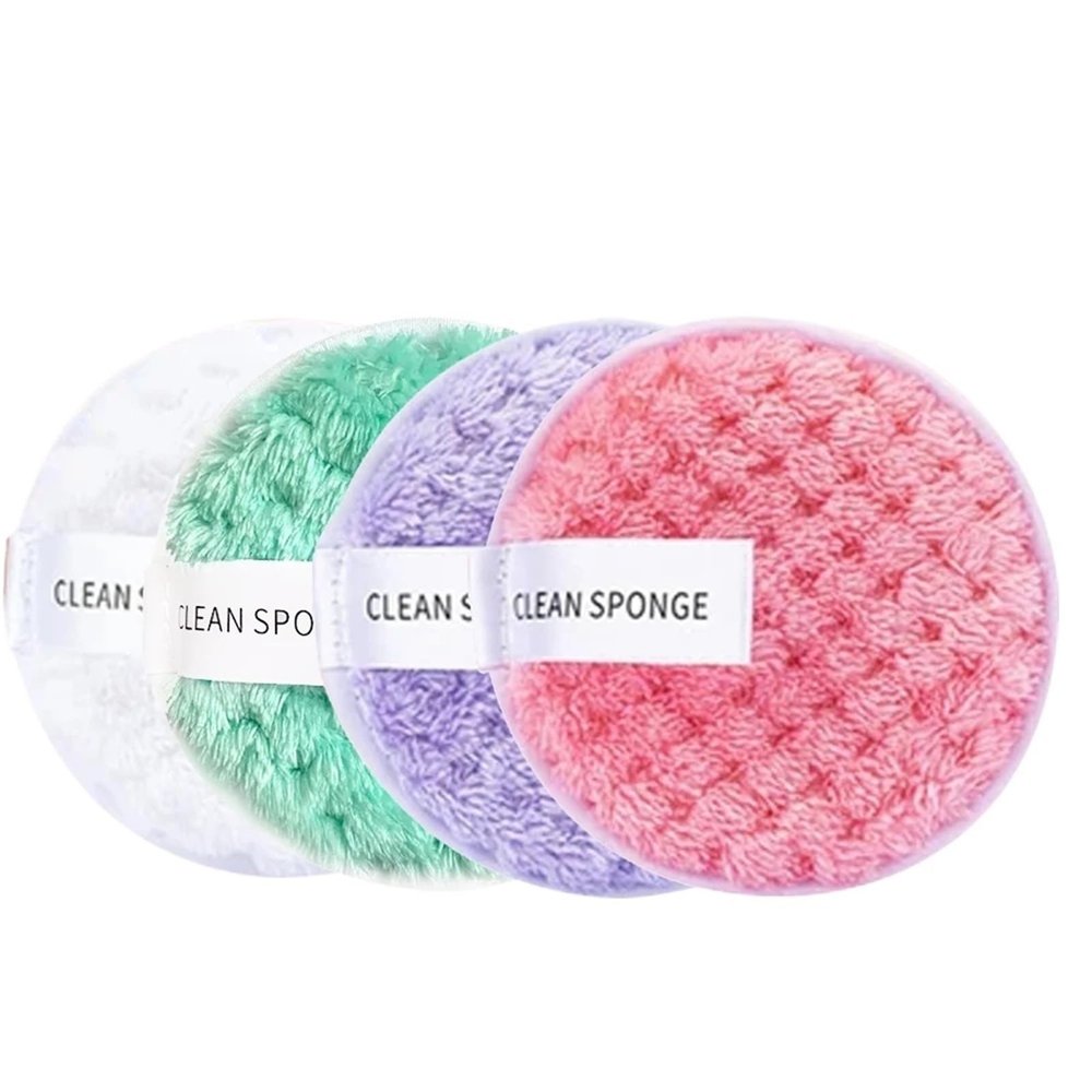 1/4pcs Makeup Remover Microfiber Cotton Pad Cosmetics Washable Makeup Towel Cleaning Sponge Skin Care Tool Washcloth(4pcsmix3)