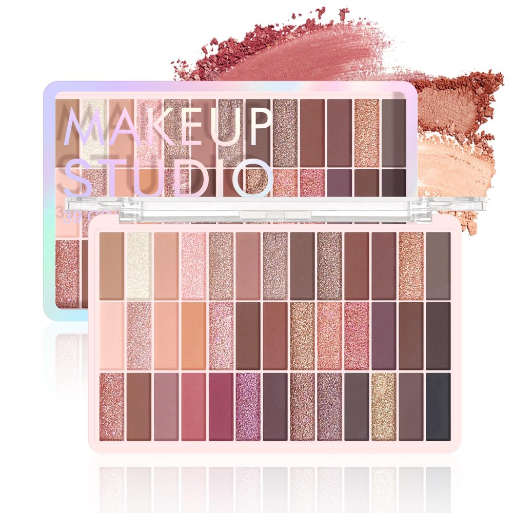 39 Color Nude Neutral Eyeshadow Palette with Matte Shimmer and Glitter Eyeshadow Cool and Warm Tones for Smokey and Natural Looks Long Wear Blendable Makeup Set for Beginners and Pros (#02)