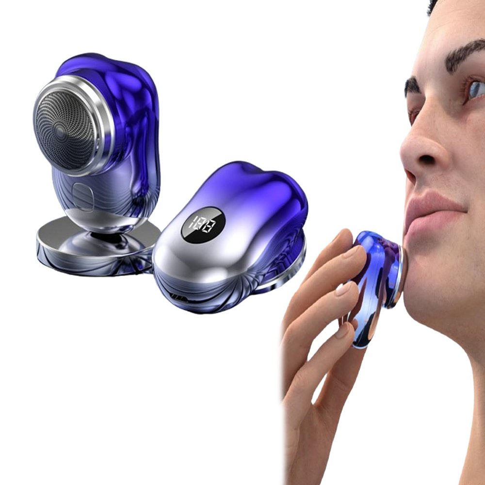 Letoseo Shaver, Letoseo Mini Razor, 2025 New Upgrade Pocket Shaver USB Mini Shavers, Waterproof Travel Electric Razor, with LED Display, for Travel Office Business Trip (Blue)