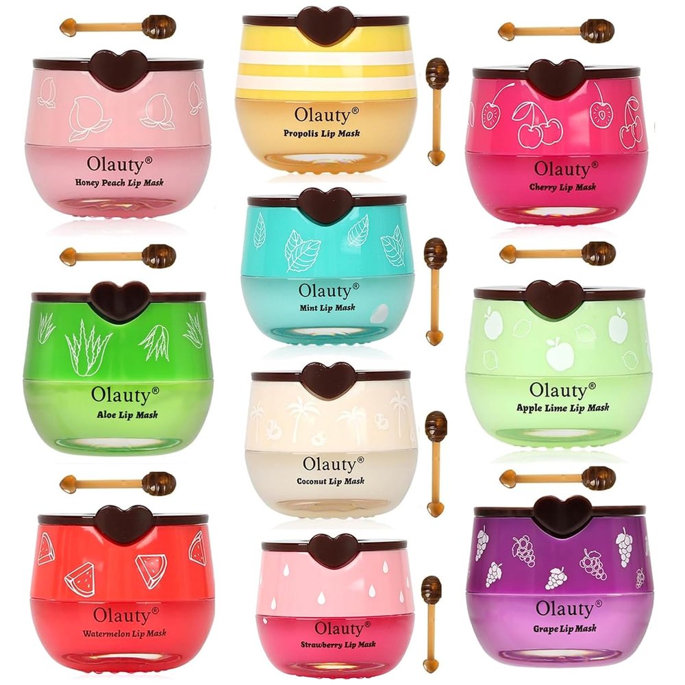 10 PCS Bee Lip Balm Honey Pot, Honey Lip Mask Bulk, Moisturizing Lip Sleeping Mask Hydrating Prevention Dry & Cracked Lip, Reduce Lip Lines and Wrinkles
