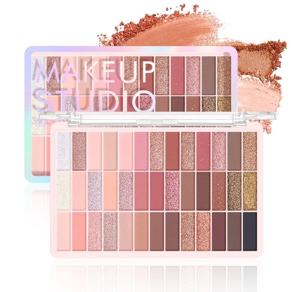 39 Color Nude Neutral Eyeshadow Palette with Matte Shimmer and Glitter Eyeshadow Cool and Warm Tones for Smokey and Natural Looks Long Wear Blendable Makeup Set for Beginners and Pros (#01)