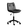 Desk Stool with Wheels Ergonomic for Small Spaces Adjustable Height 17"-21" Rolling Stool with Back Support Tall PU Leather for Home Beauty Salon Tattoo(Black) view 1
