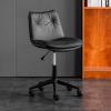 Desk Stool with Wheels Ergonomic for Small Spaces Adjustable Height 17"-21" Rolling Stool with Back Support Tall PU Leather for Home Beauty Salon Tattoo(Black) view 2
