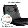 Desk Stool with Wheels Ergonomic for Small Spaces Adjustable Height 17"-21" Rolling Stool with Back Support Tall PU Leather for Home Beauty Salon Tattoo(Black) view 4
