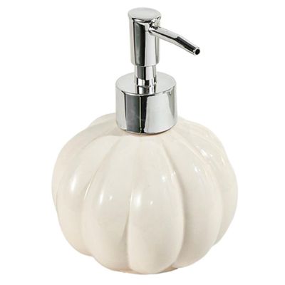 1PC Pumpkin Soap Dispenser, Ceramic Halloween Soap Dispenser with Pump, Refillable Empty Lotion Bottles for Kitchen Bathroom..