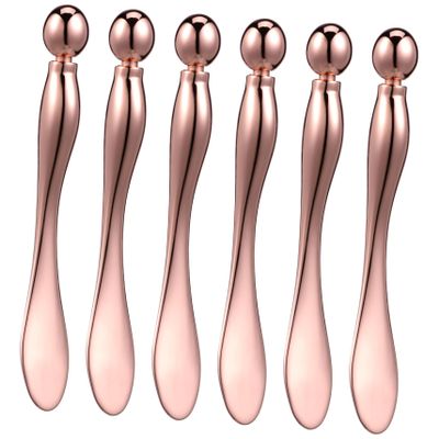 Didiseaon 6 Pcs Rose Gold Eye Cream Applicator with Metal Massage Roller and Flat Tip Face Cream Spatulas for Precise Skincare Application Travel Friendly Beauty Tools for Women