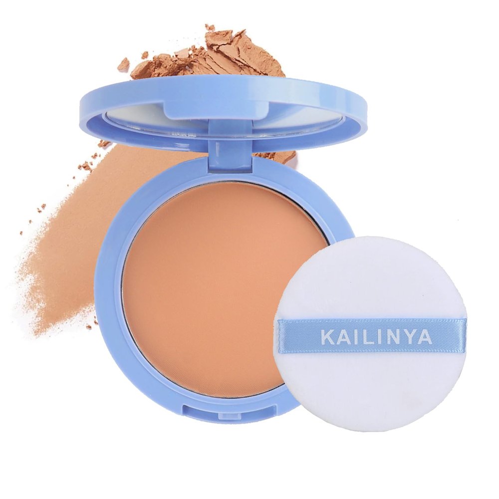 Face Powder Waterproof Sets Makeup, Controls Shine, Smooth Fine Lines for Flawless Lightweight Finish, Long Lasting Matte Compact Setting Powder Cosmetics Cruelty-free (Dark Complexion)